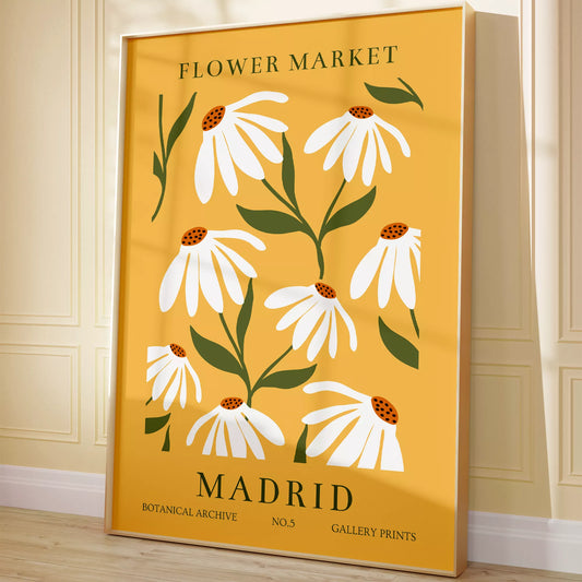 マドリッドの花市場、ヴィンテージ風マーガレットデザイン