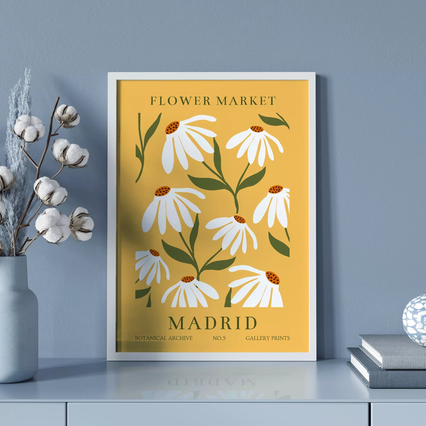 マドリッドの花市場、ヴィンテージ風マーガレットデザイン