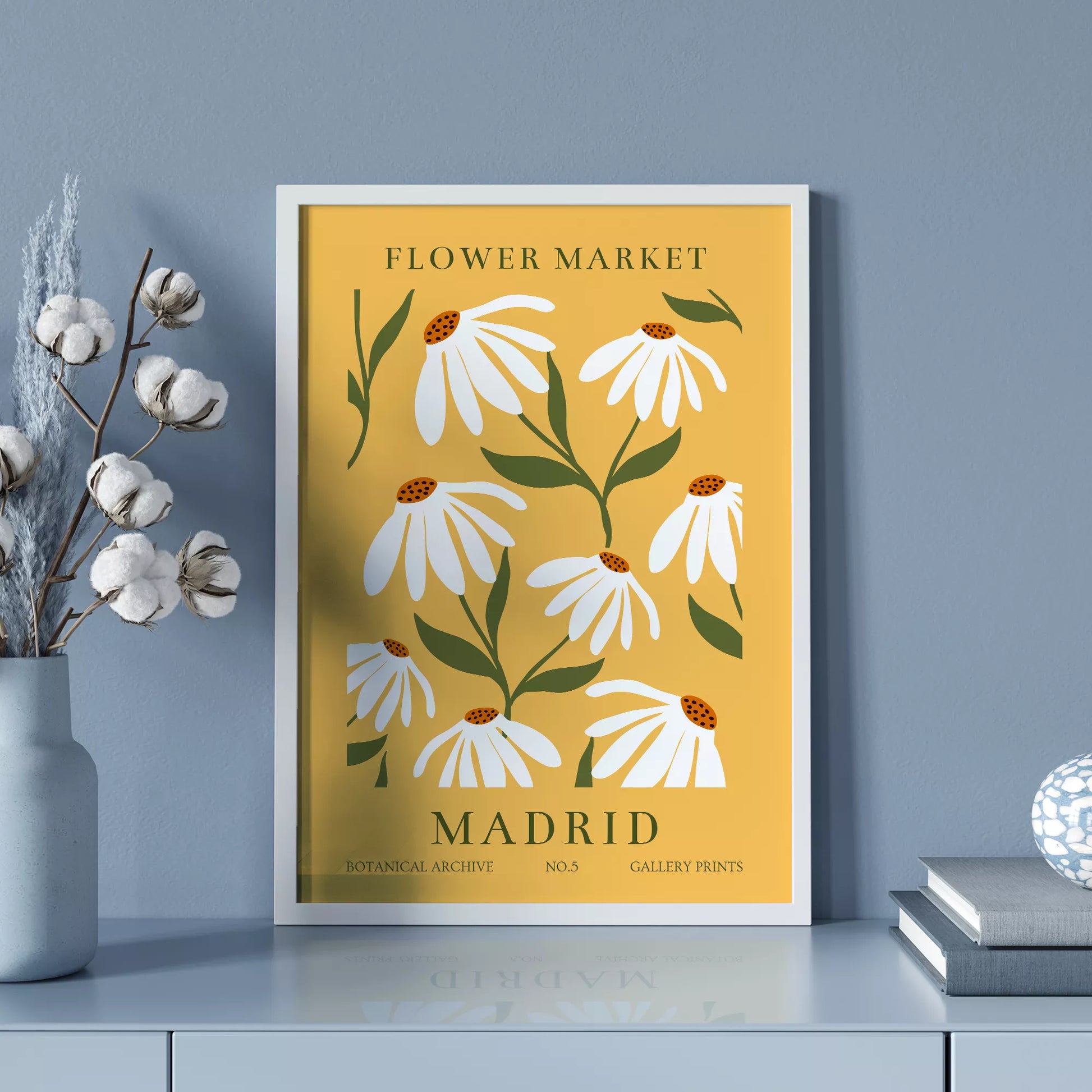 マドリッドの花市場、ヴィンテージ風マーガレットデザイン