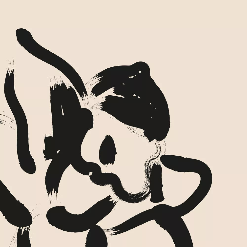 モノクロボタニカルアート3枚セット、抽象的な植物モチーフ、モダンデザイン