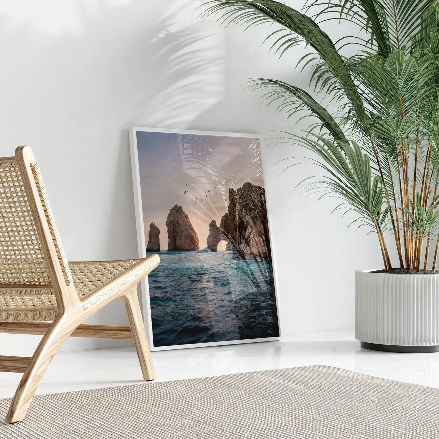 メキシコ・カボサンルーカスの象徴的な岩門と夕暮れの海景色