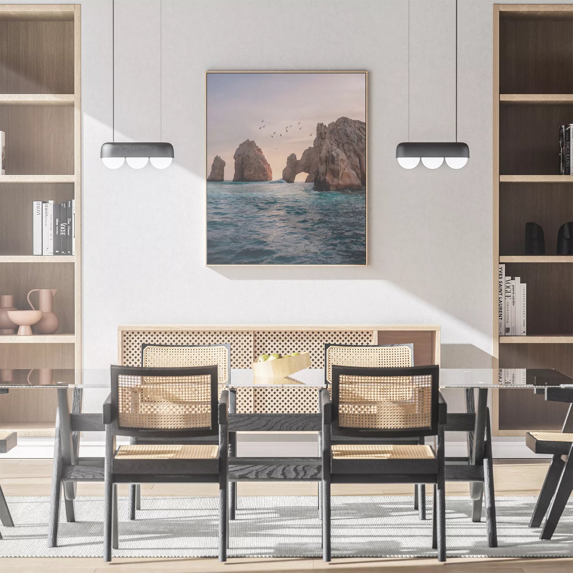 メキシコ・カボサンルーカスの象徴的な岩門と夕暮れの海景色