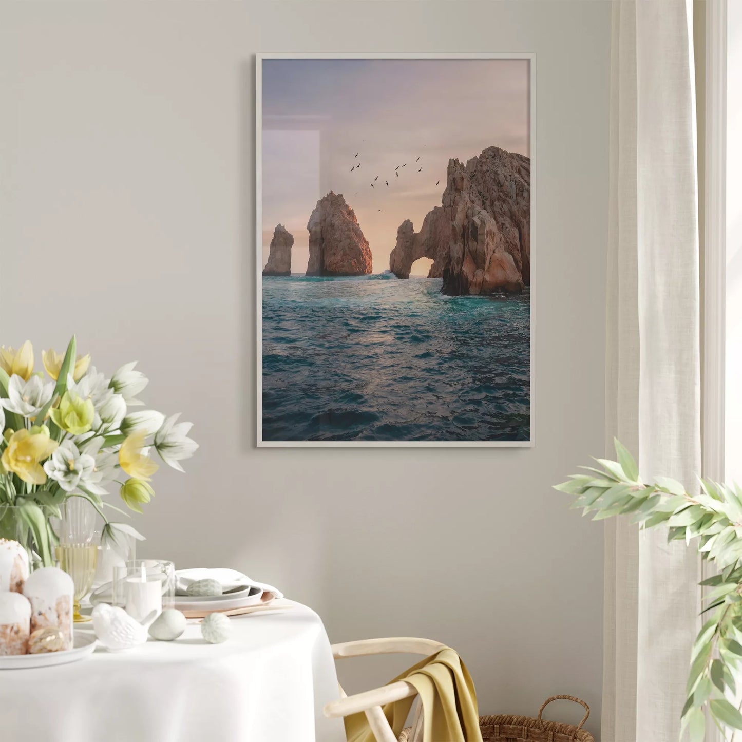 メキシコ・カボサンルーカスの象徴的な岩門と夕暮れの海景色