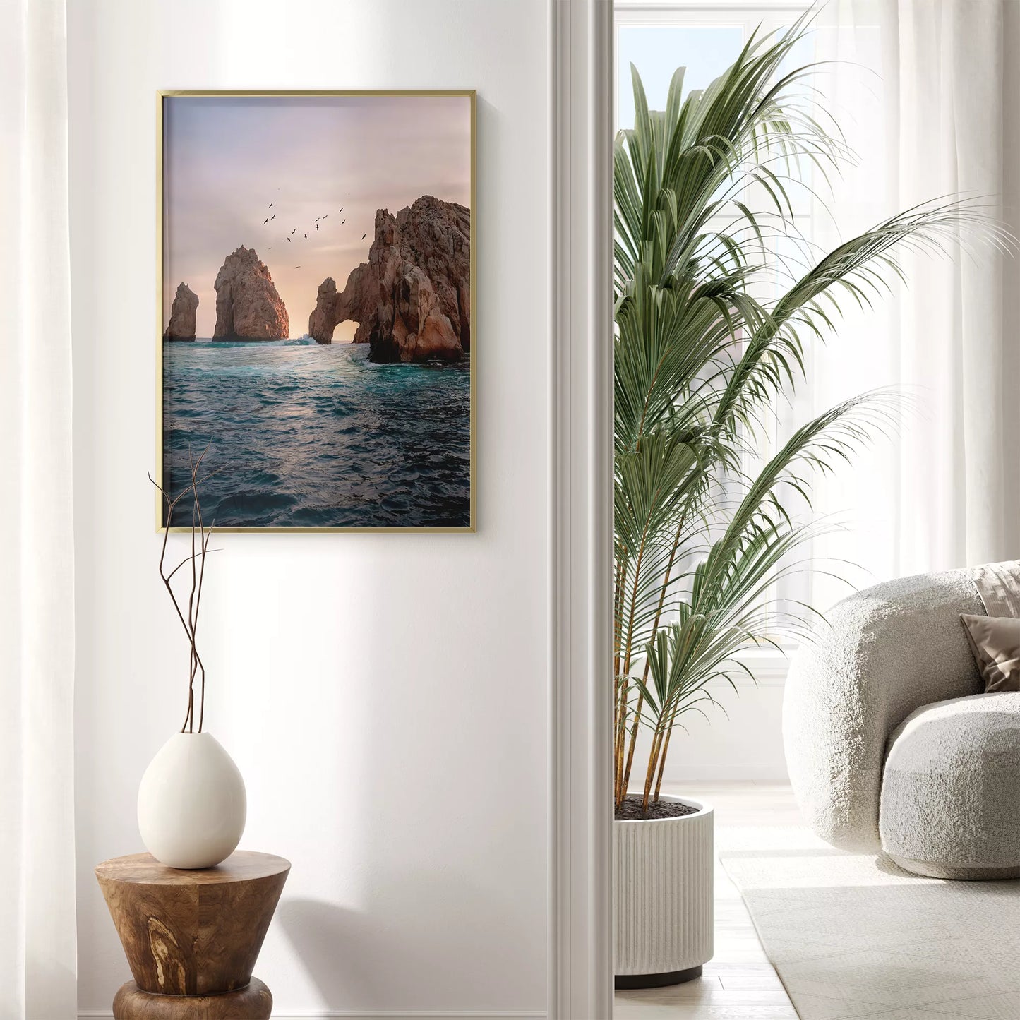 メキシコ・カボサンルーカスの象徴的な岩門と夕暮れの海景色