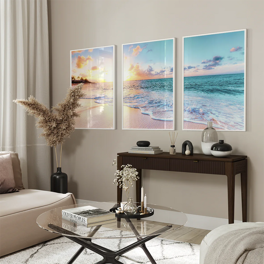 アートポスター 穏やかビーチ サンセット 癒し パステル 海アート モダンインテリア