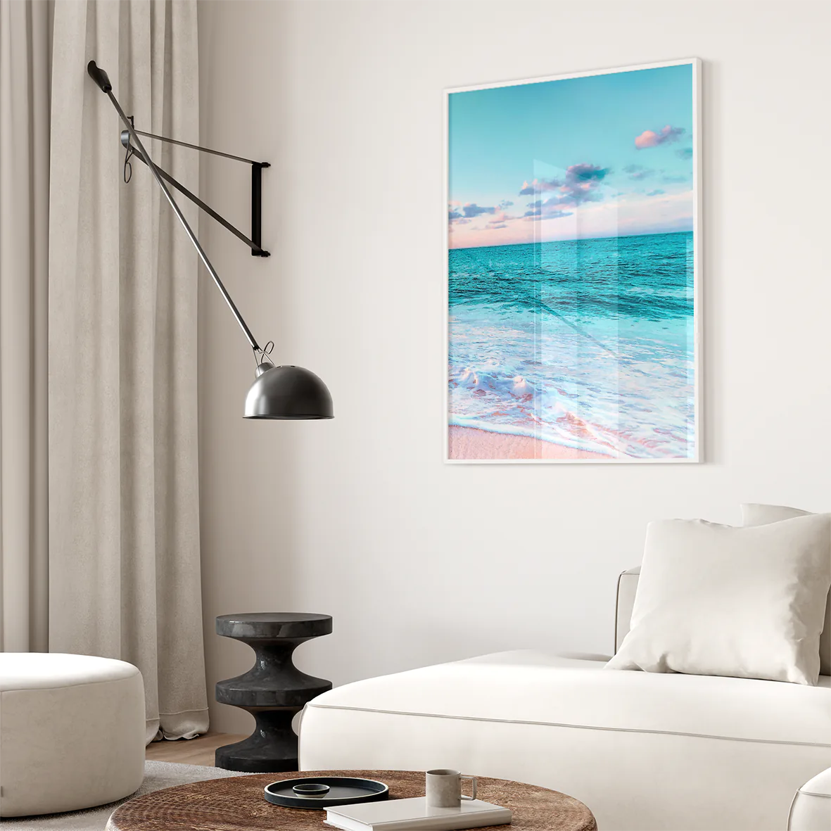 アートポスター 穏やかビーチ サンセット 癒し パステル 海アート モダンインテリア