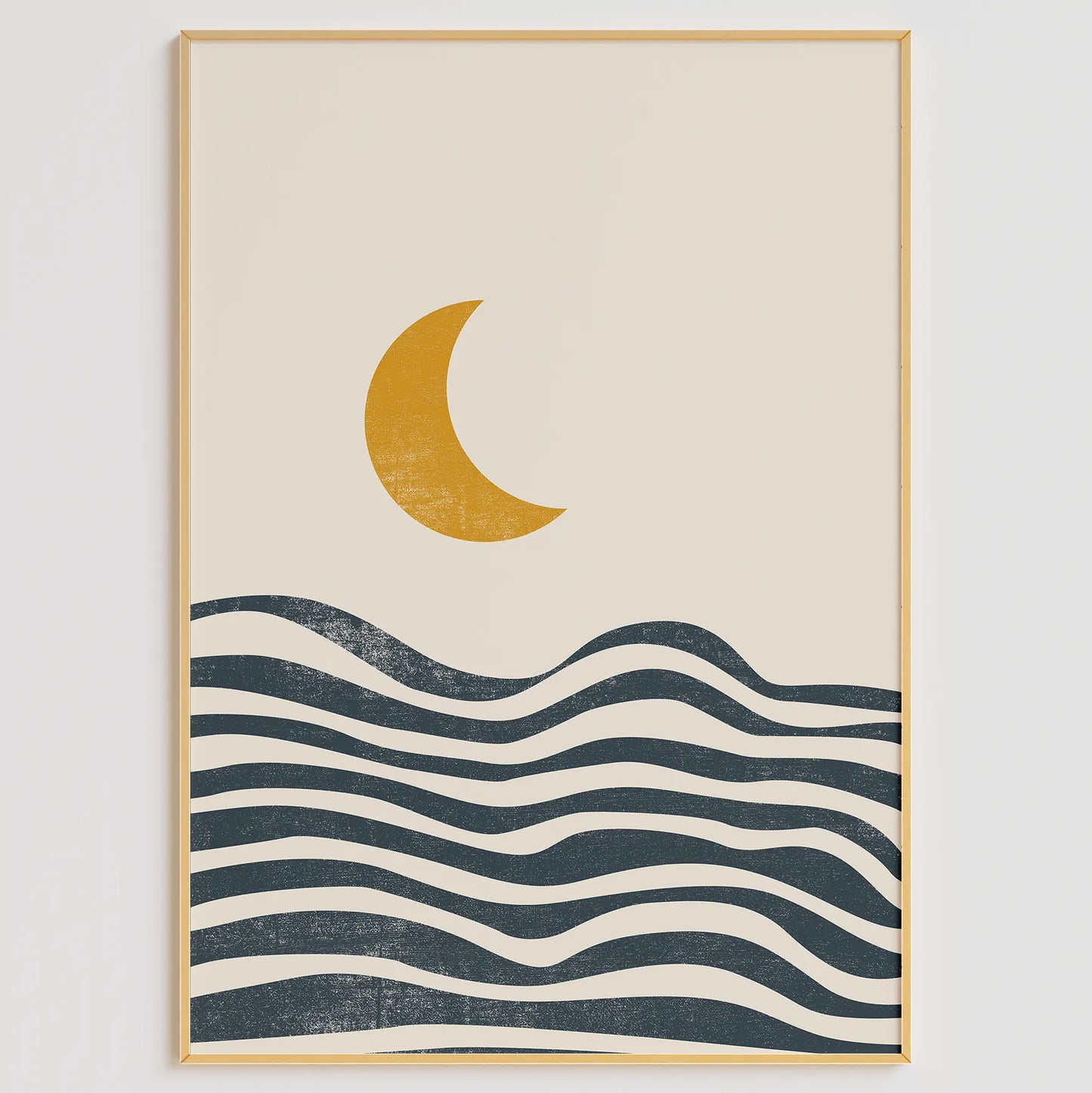 月の満ち欠けと太陽を描いたジオメトリックな北欧ミニマルアートポスター 3枚セット