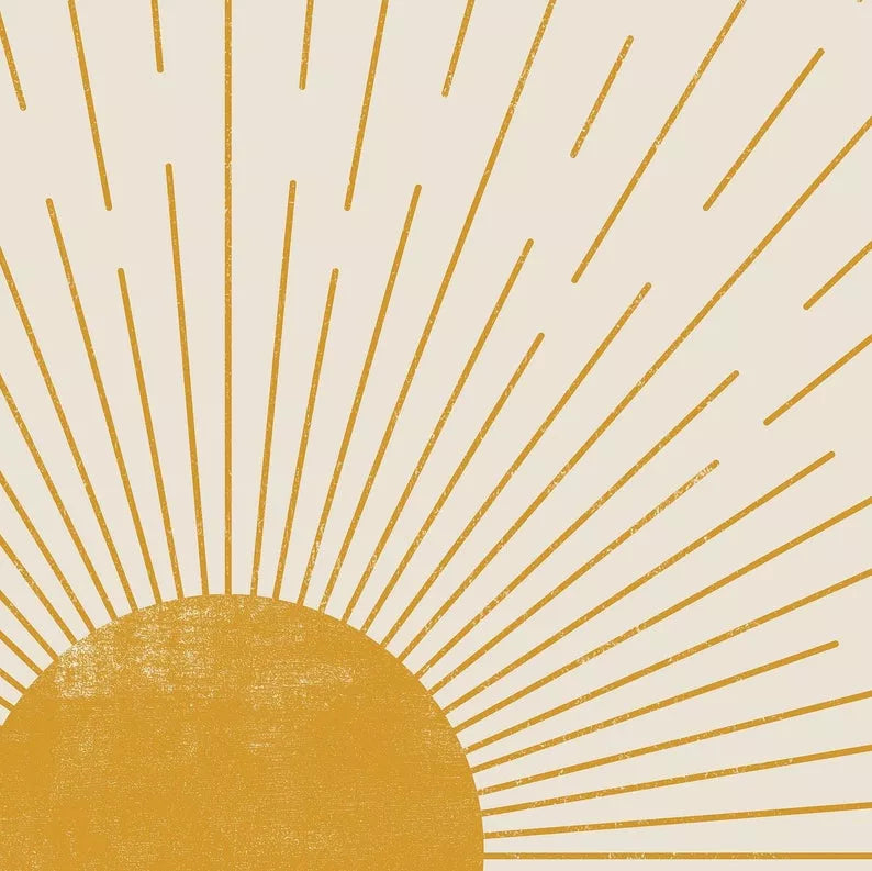 月の満ち欠けと波のミニマルアート3枚セット、ベージュ背景