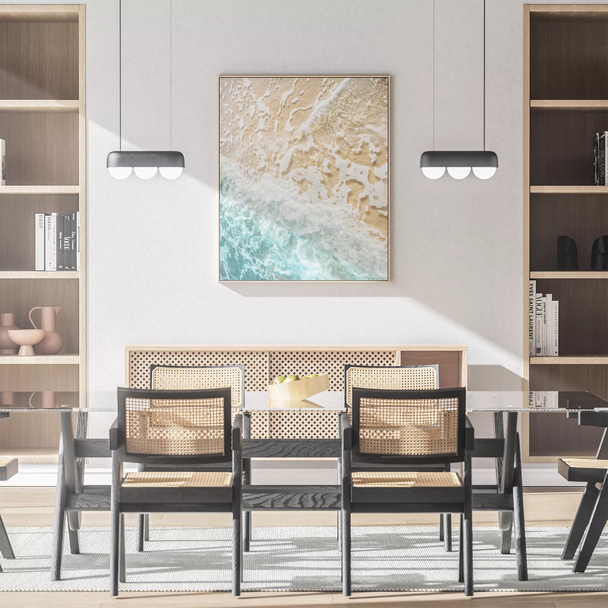 青い波と砂浜が織りなす自然のアート風景写真