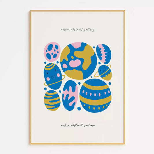 子供宇宙惑星カラフルモチベーションポスター抽象アート