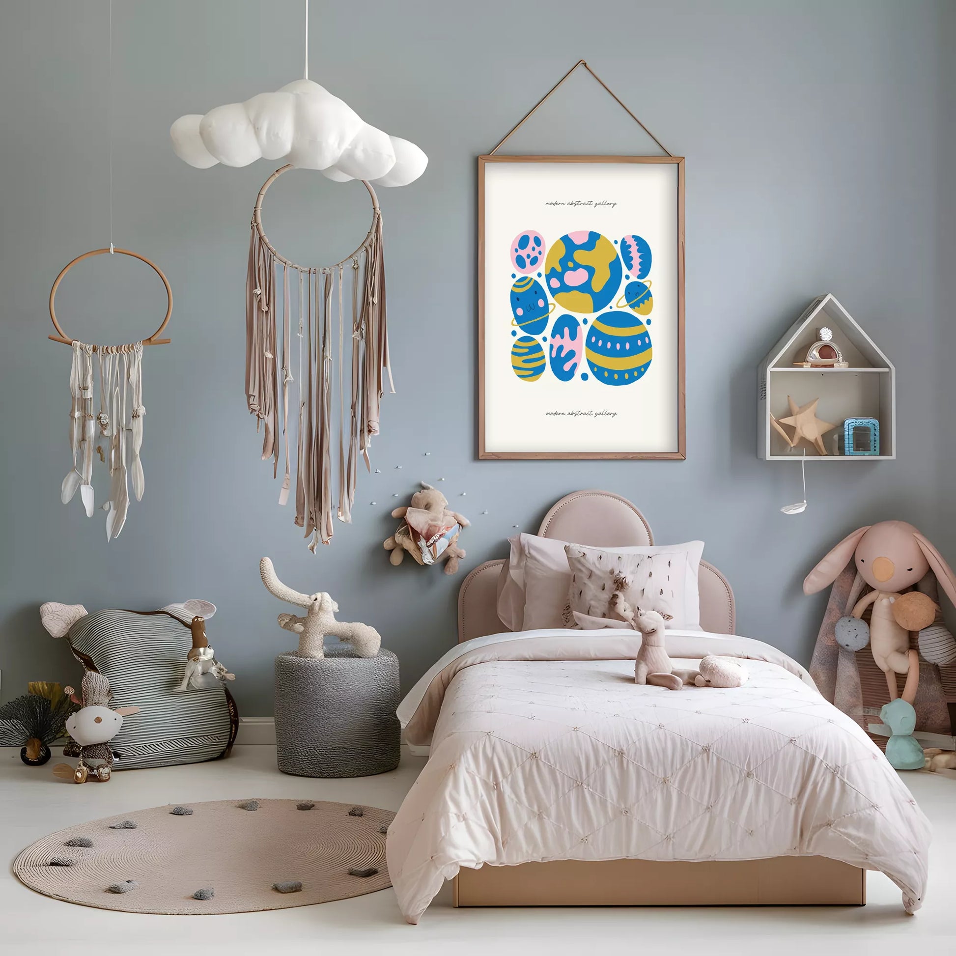 子供宇宙惑星カラフルモチベーションポスター抽象アート