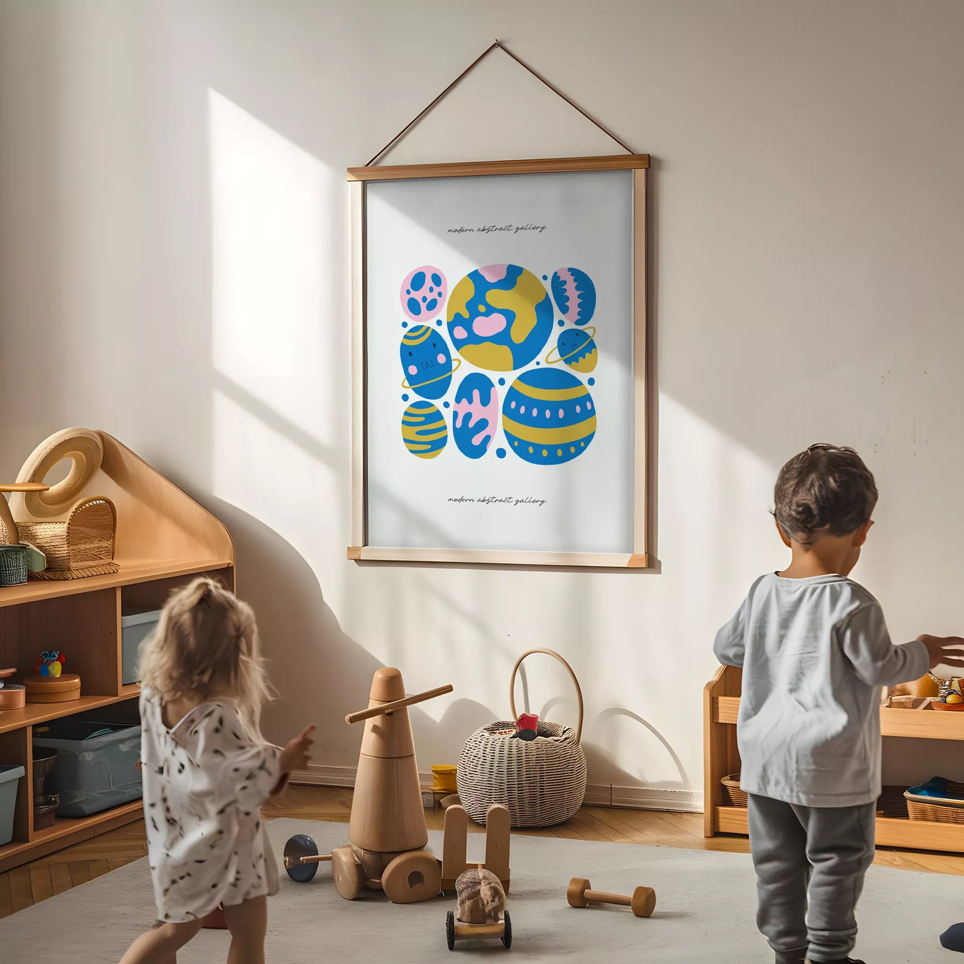 子供宇宙惑星カラフルモチベーションポスター抽象アート