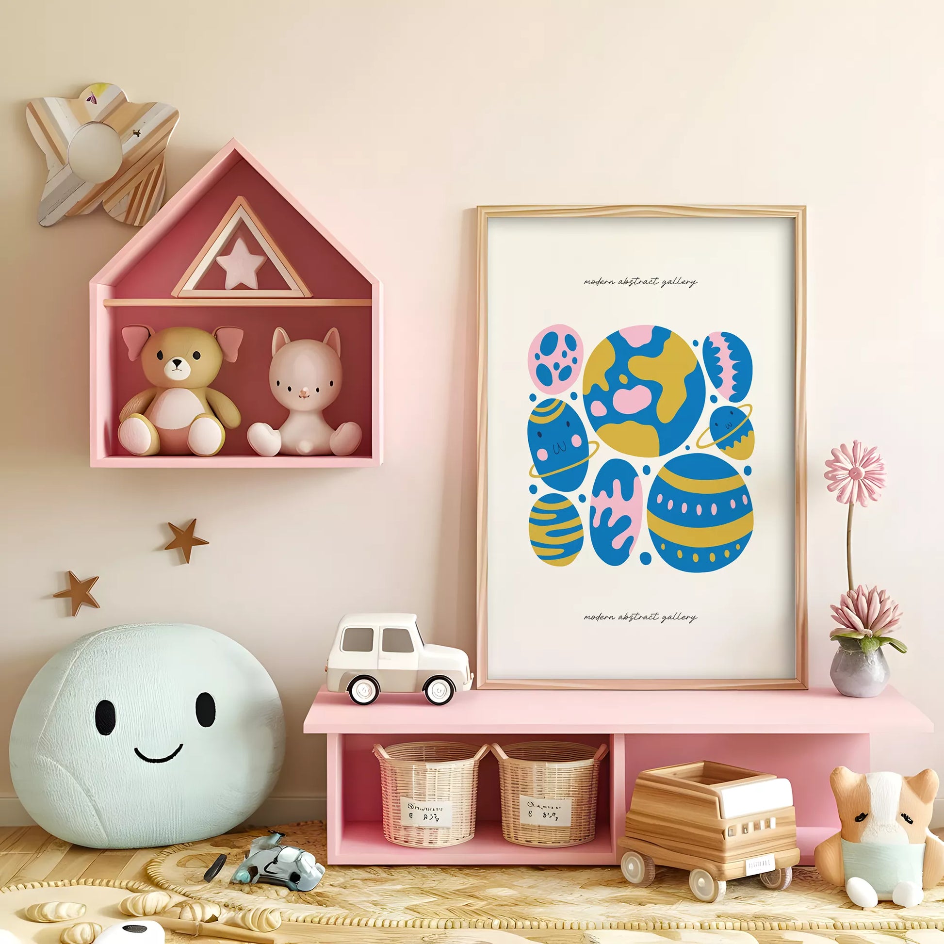 子供宇宙惑星カラフルモチベーションポスター抽象アート