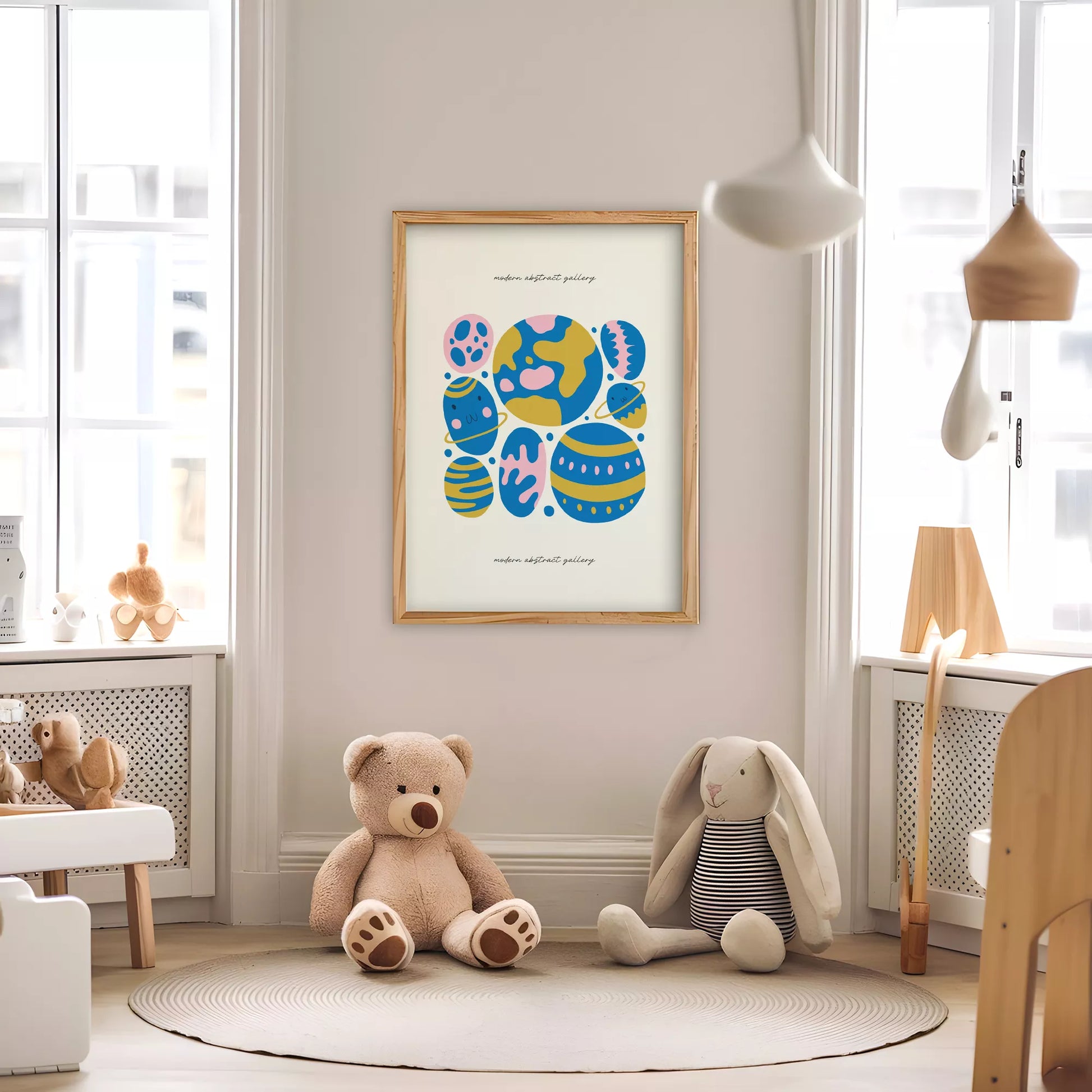 子供宇宙惑星カラフルモチベーションポスター抽象アート