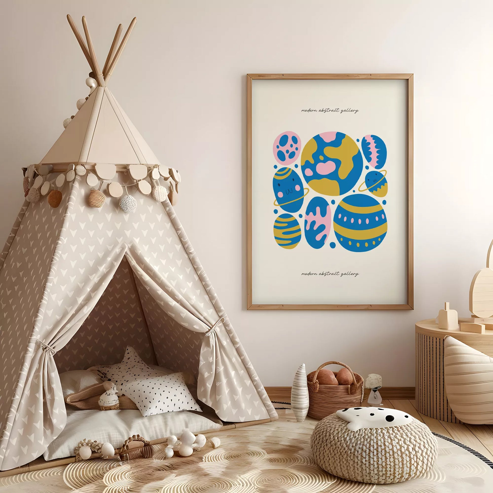 子供宇宙惑星カラフルモチベーションポスター抽象アート