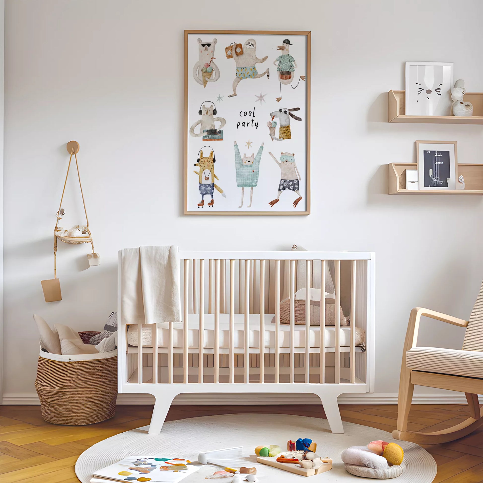 動物デザインのキッズアートポスター 子供部屋用