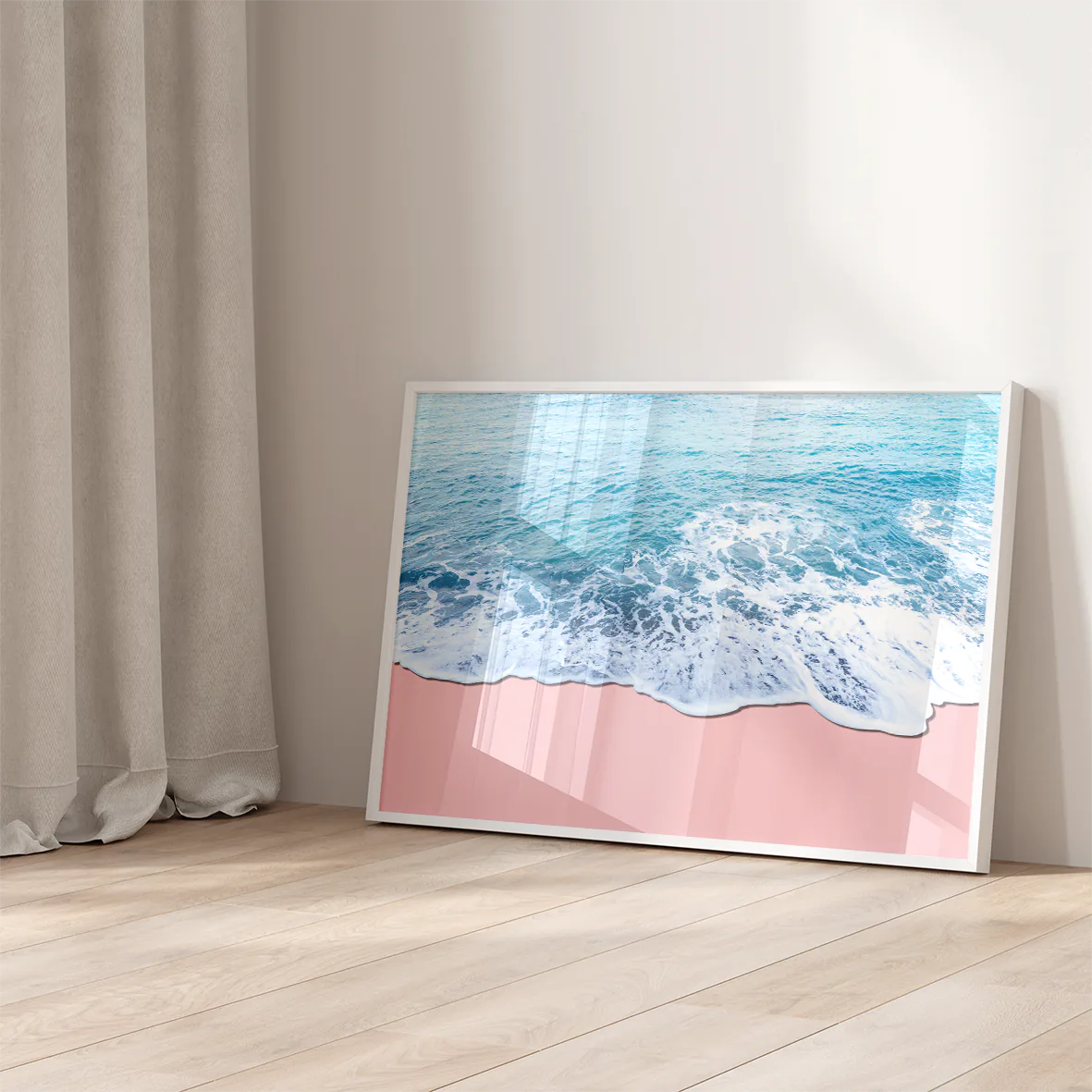 アートポスター 海 波 ピンクサンド ビーチアート インテリアポスター