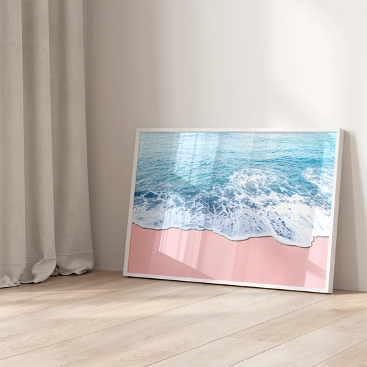 アートポスター 海 波 ピンクサンド ビーチアート インテリアポスター