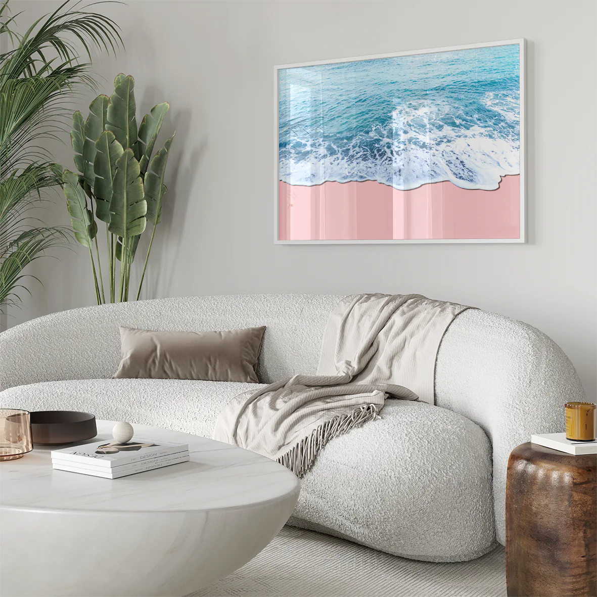 アートポスター 海 波 ピンクサンド ビーチアート インテリアポスター
