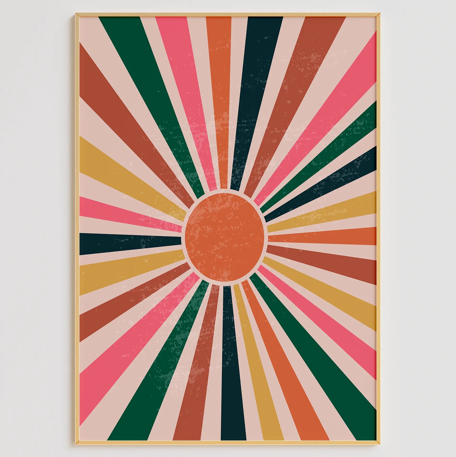 砂漠の太陽とサボテンを描いた幾何学北欧モダンアートポスター 3枚セット