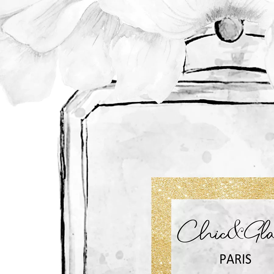 アートポスター ゴールド 花 タイポ 白ダリア 3枚セット