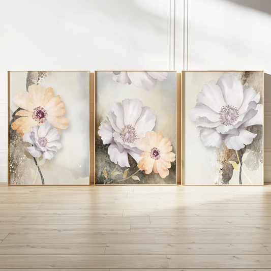 抽象的なゴールドマーブル調の高級感あるアートポスター 北欧モダンインテリア 3枚セット