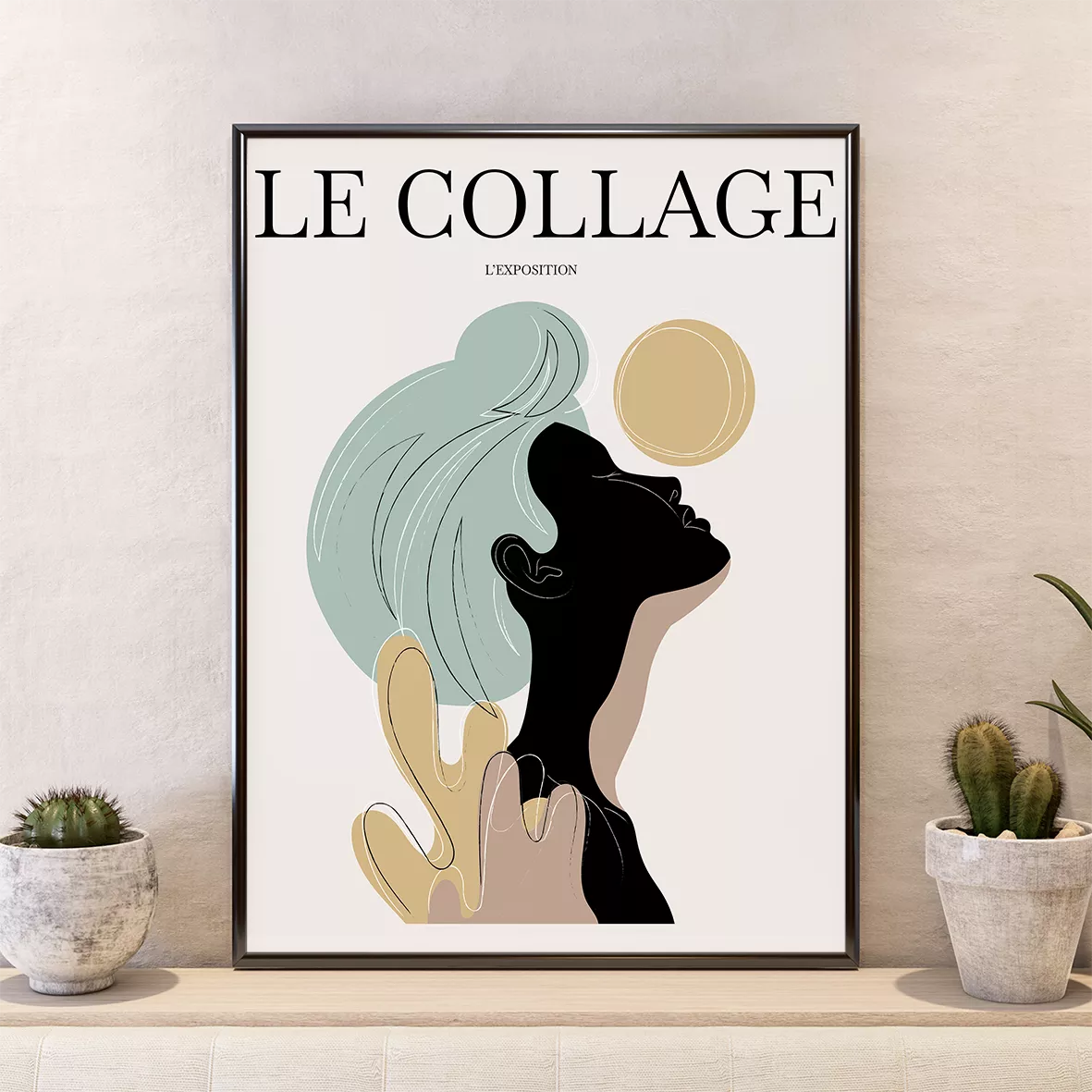 フランス風モダンアート3点セット、抽象的な線画とシルエットの壁掛けポスター