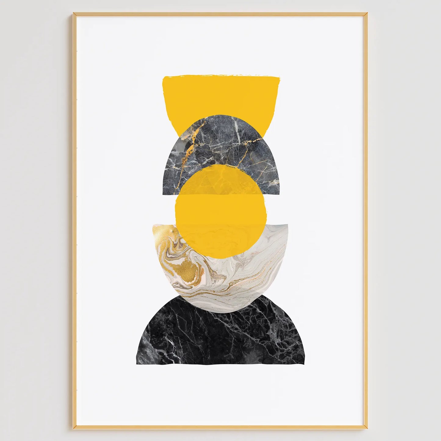 ジオメトリックマーブルのイエローとブラック抽象アートポスター 北欧モダン 3枚セット