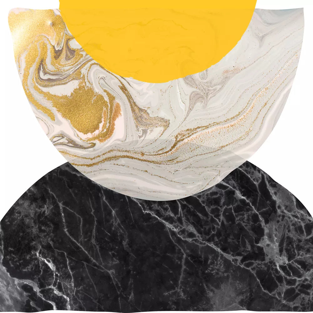 黄色と黒の幾何学模様マーブル調アートポスター3枚セット