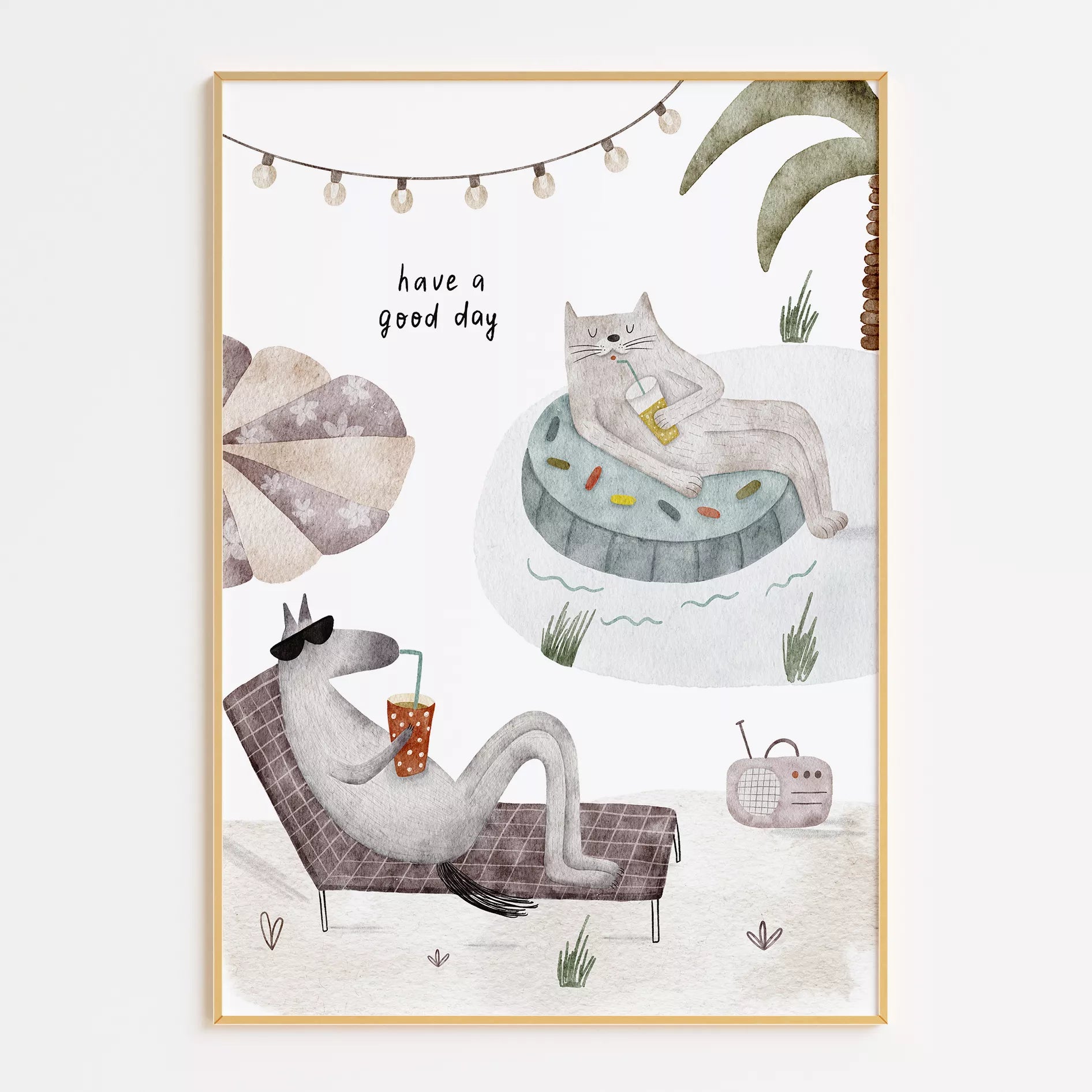 動物デザインのキッズアートポスター 子供部屋用