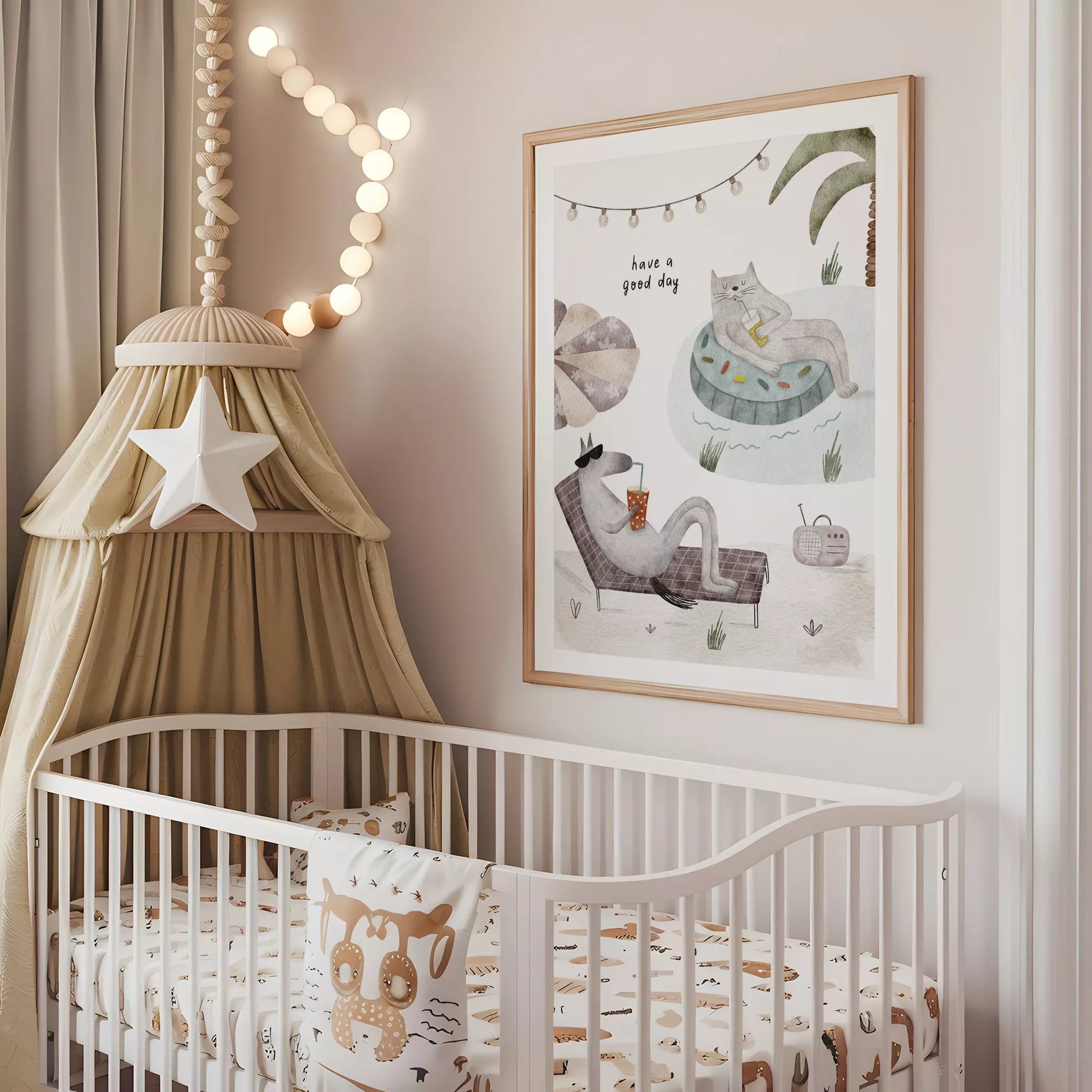 動物デザインのキッズアートポスター 子供部屋用