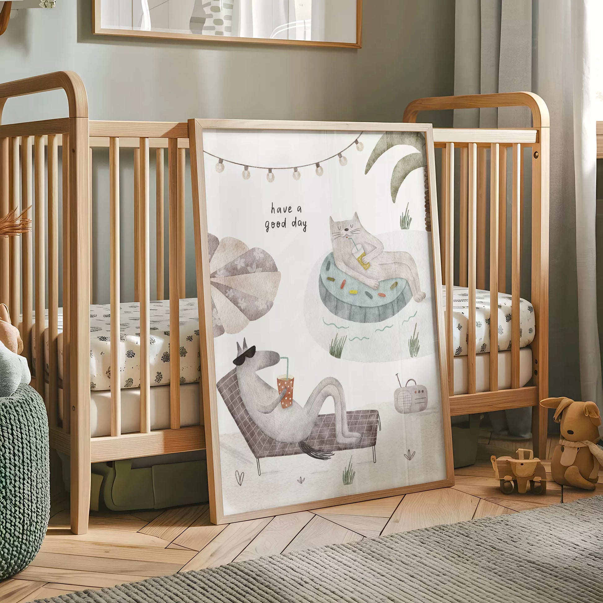 動物デザインのキッズアートポスター 子供部屋用