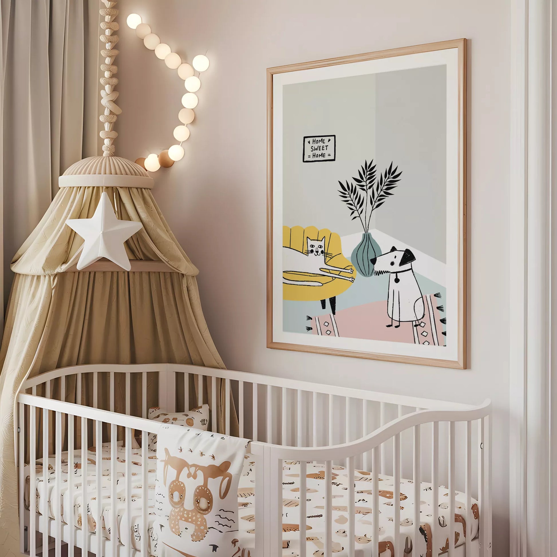 動物デザインのキッズアートポスター 子供部屋用