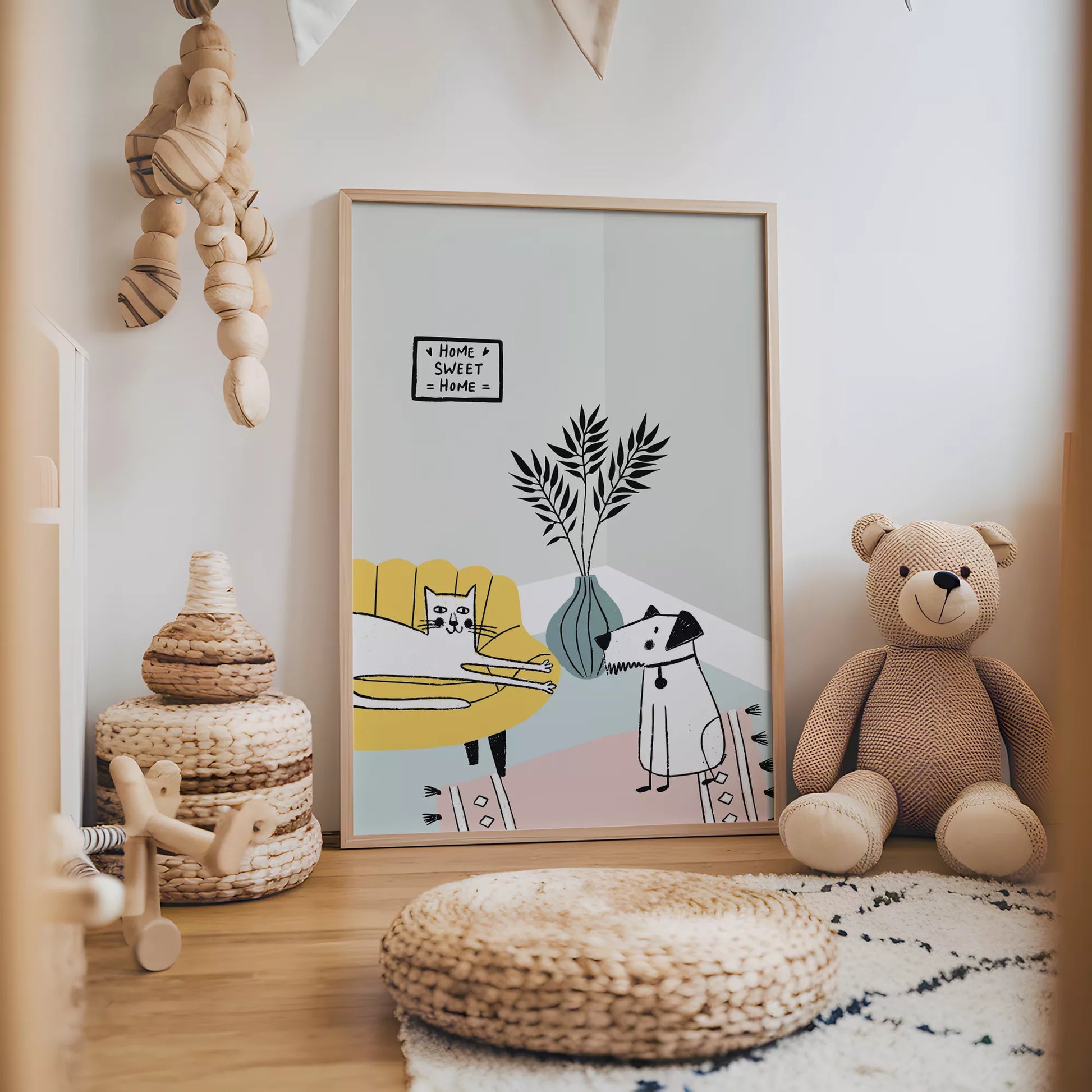 動物デザインのキッズアートポスター 子供部屋用