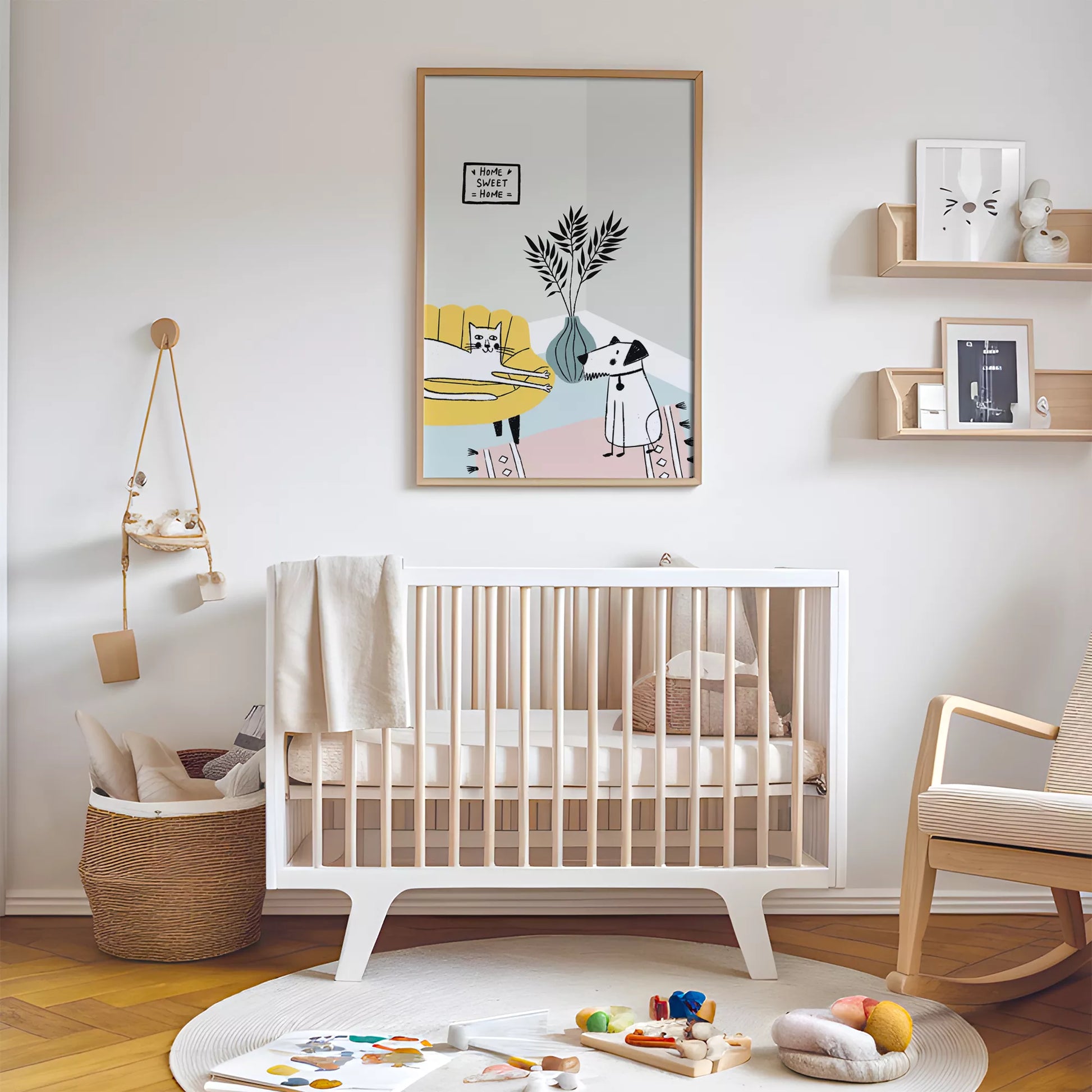 動物デザインのキッズアートポスター 子供部屋用