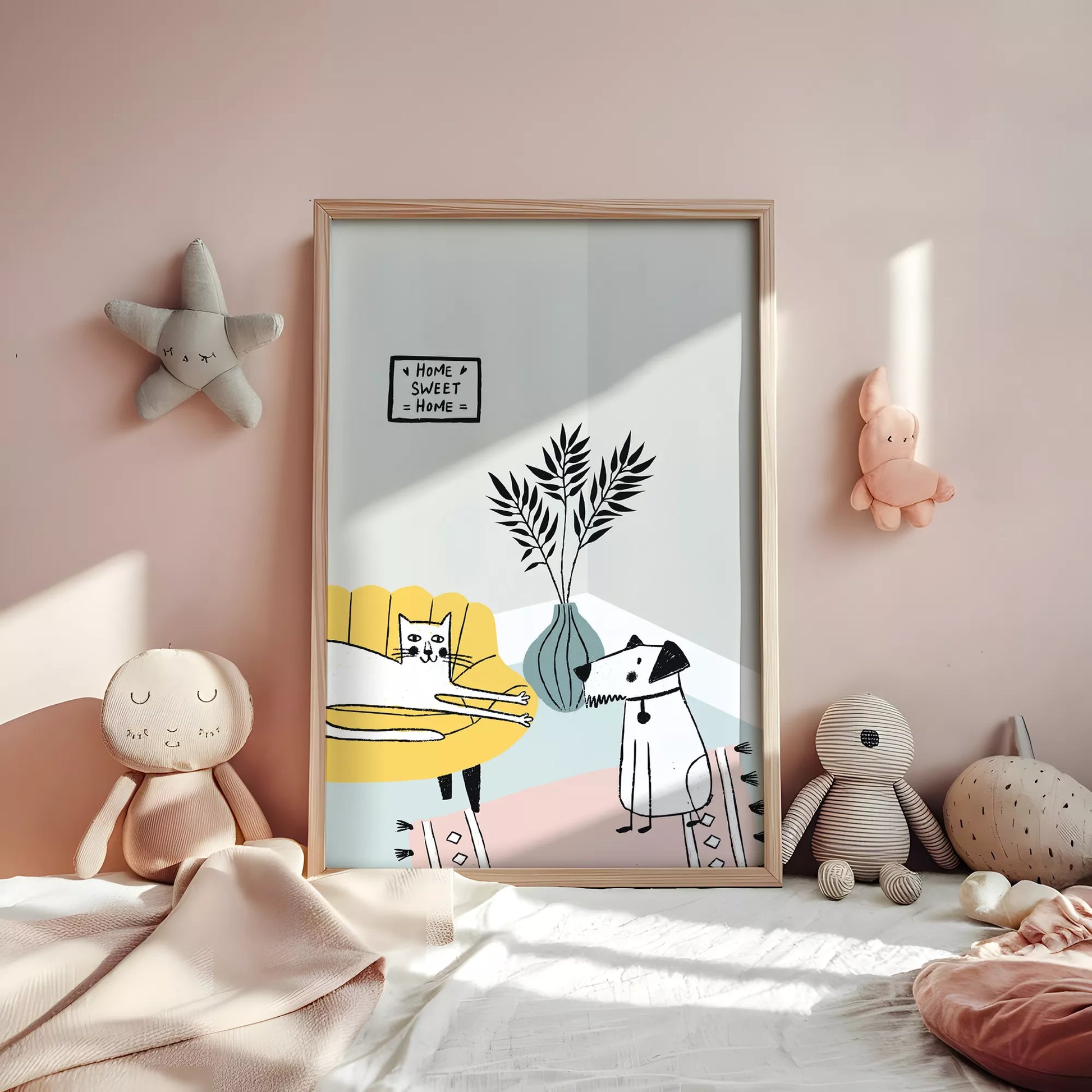 動物デザインのキッズアートポスター 子供部屋用