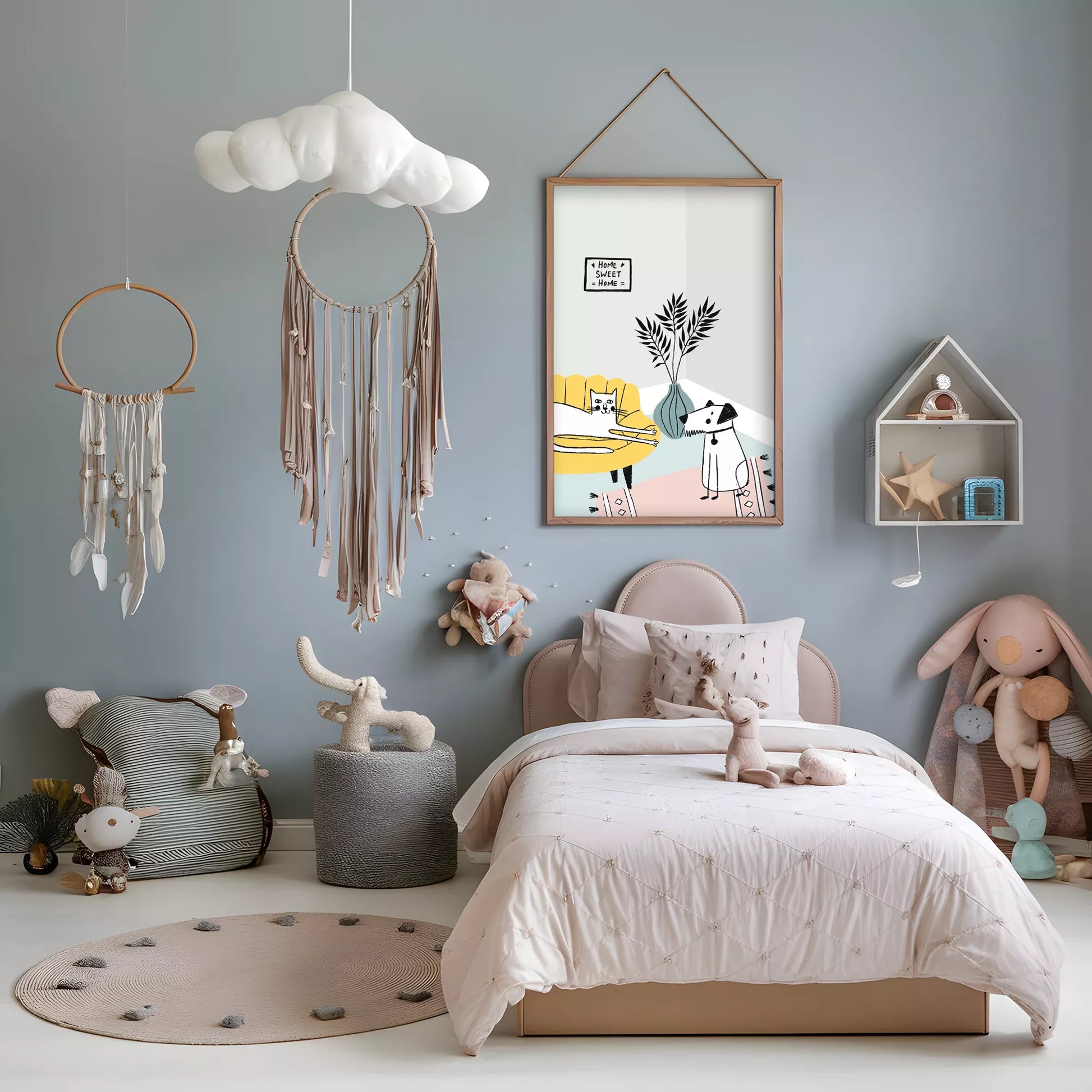 動物デザインのキッズアートポスター 子供部屋用