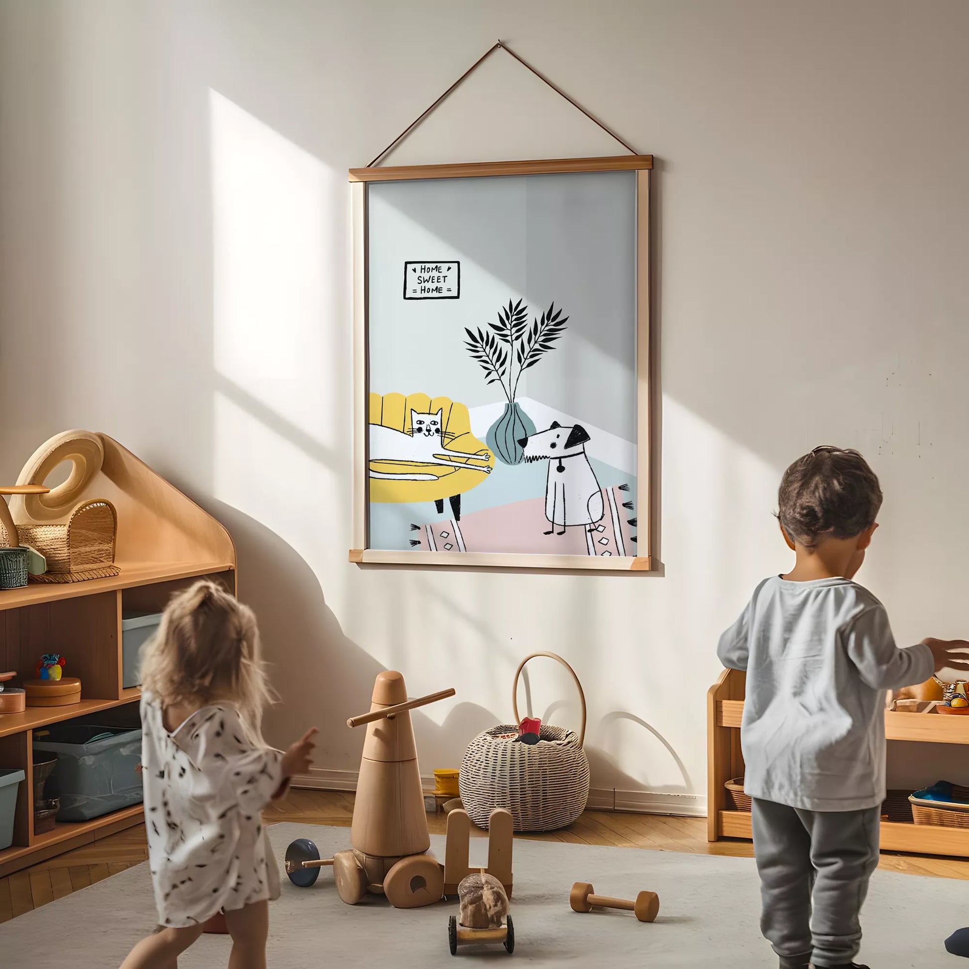 動物デザインのキッズアートポスター 子供部屋用