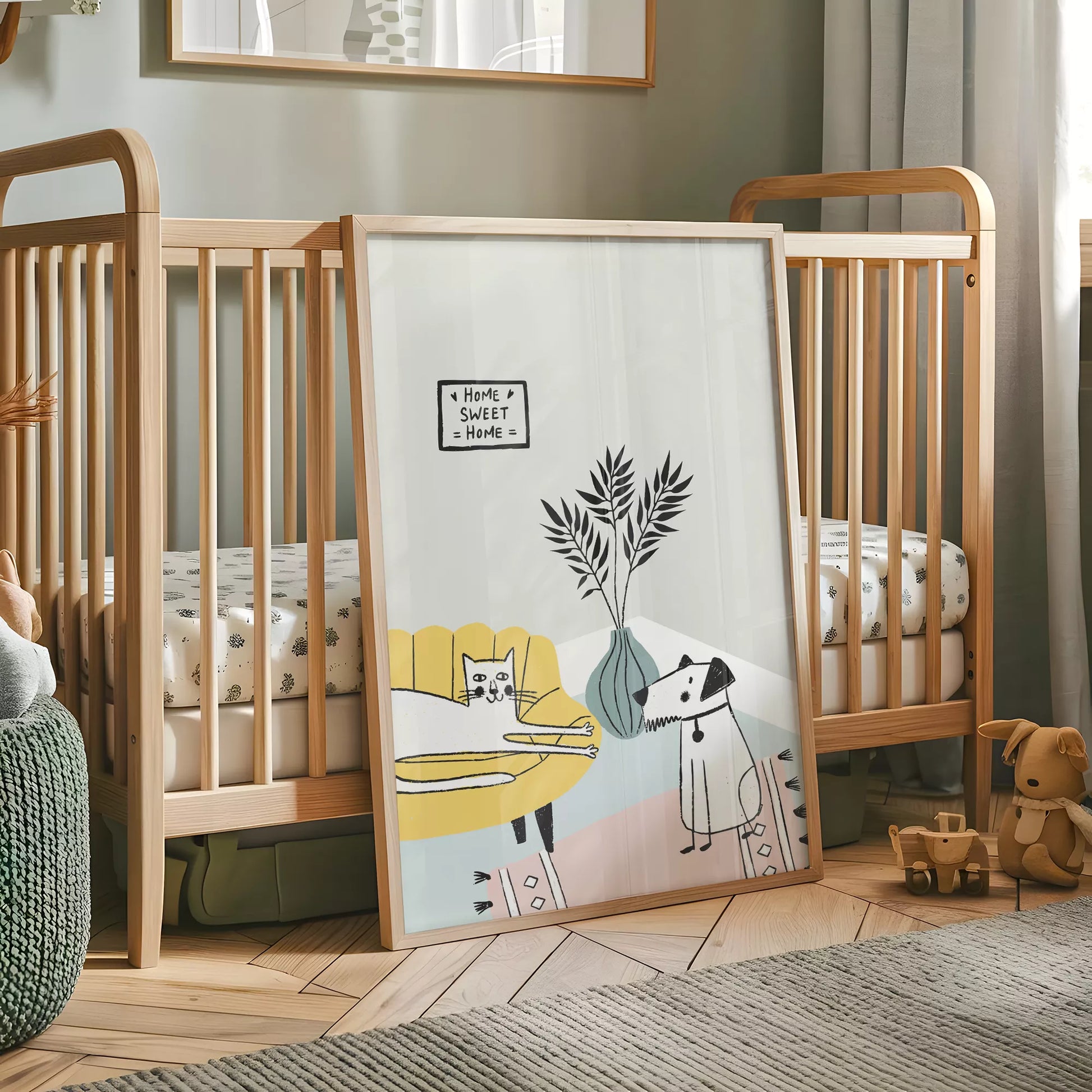 動物デザインのキッズアートポスター 子供部屋用