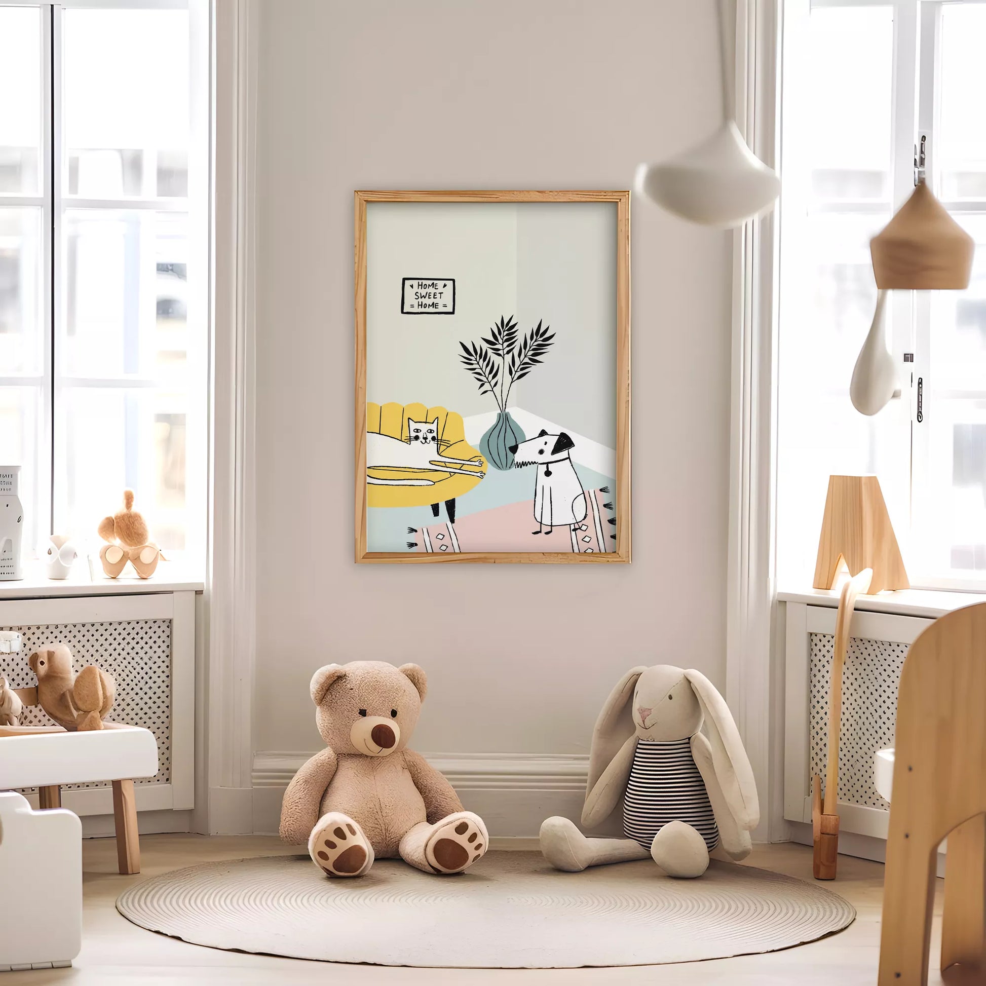 動物デザインのキッズアートポスター 子供部屋用