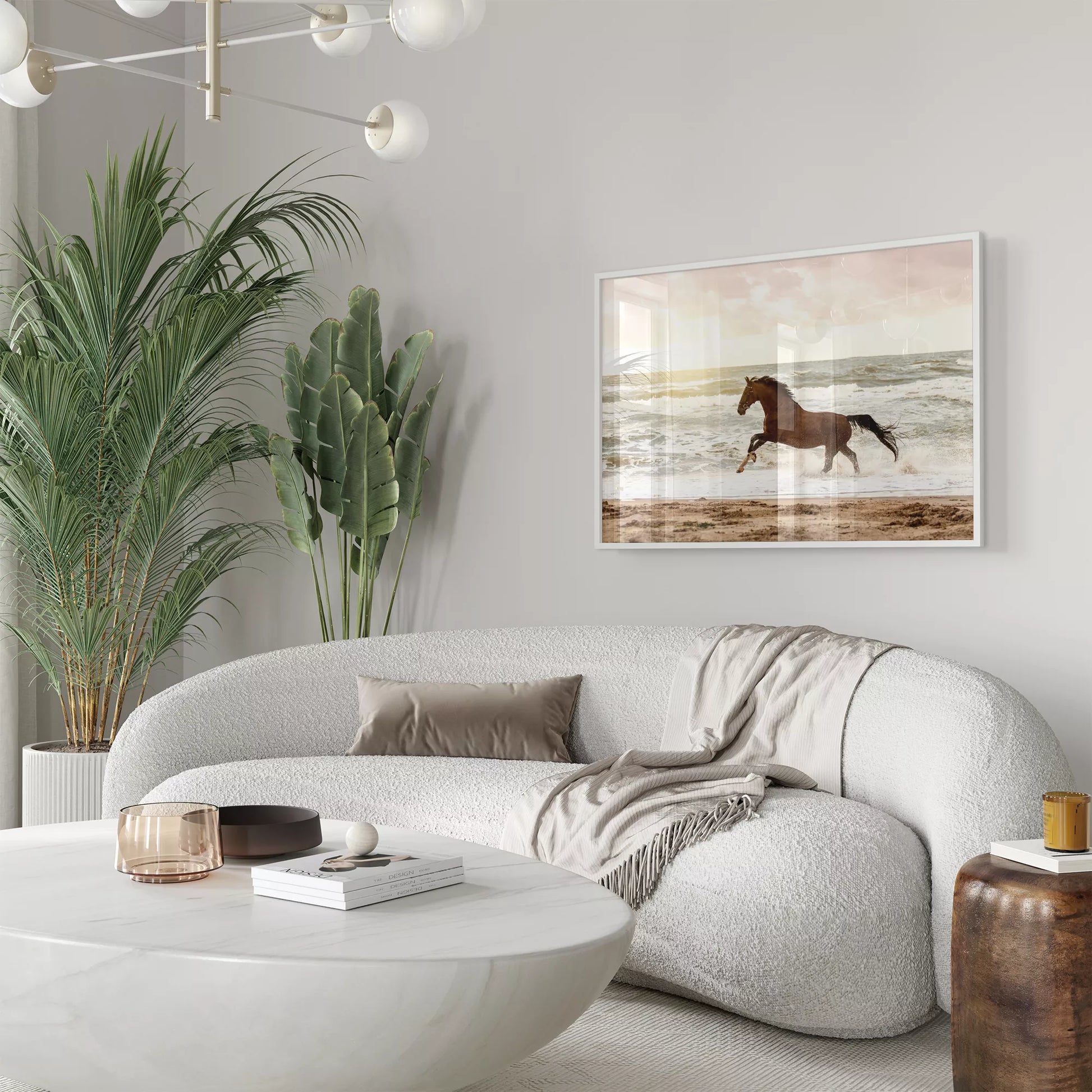 海辺を駆ける馬のモダンアートポスター