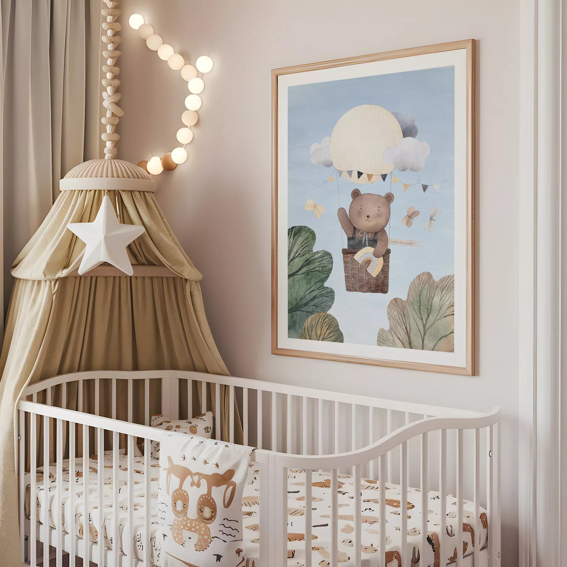 クマと気球の夢見るキッズアートポスター