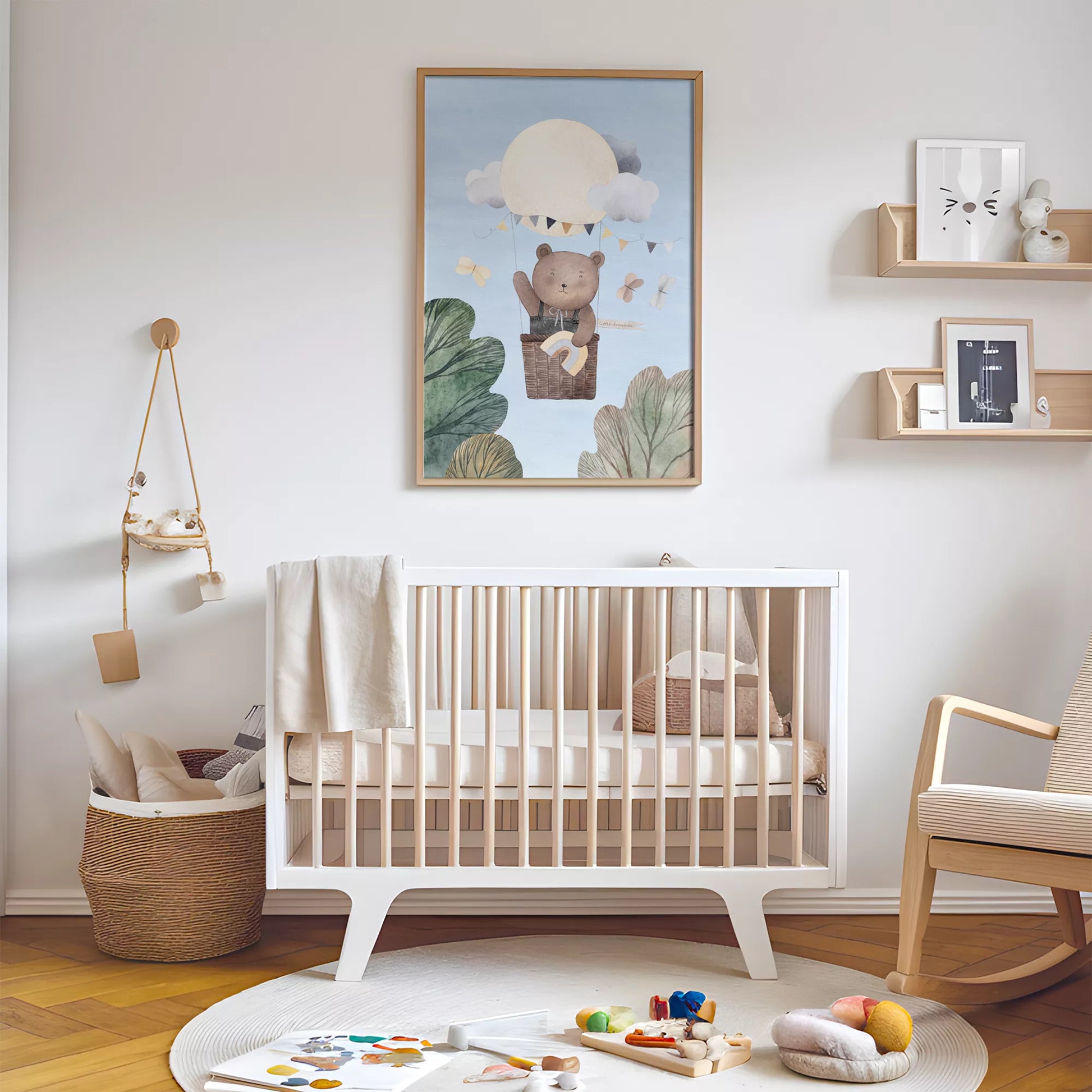 クマと気球の夢見るキッズアートポスター