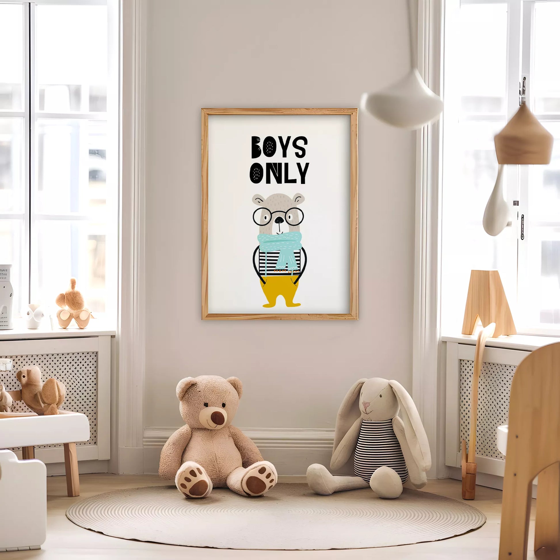 ボーイズ専用のベアデザインキッズアートポスター