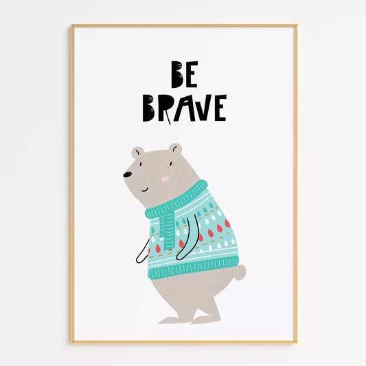 勇気をテーマにした子供向けベアの教育的アートポスター
