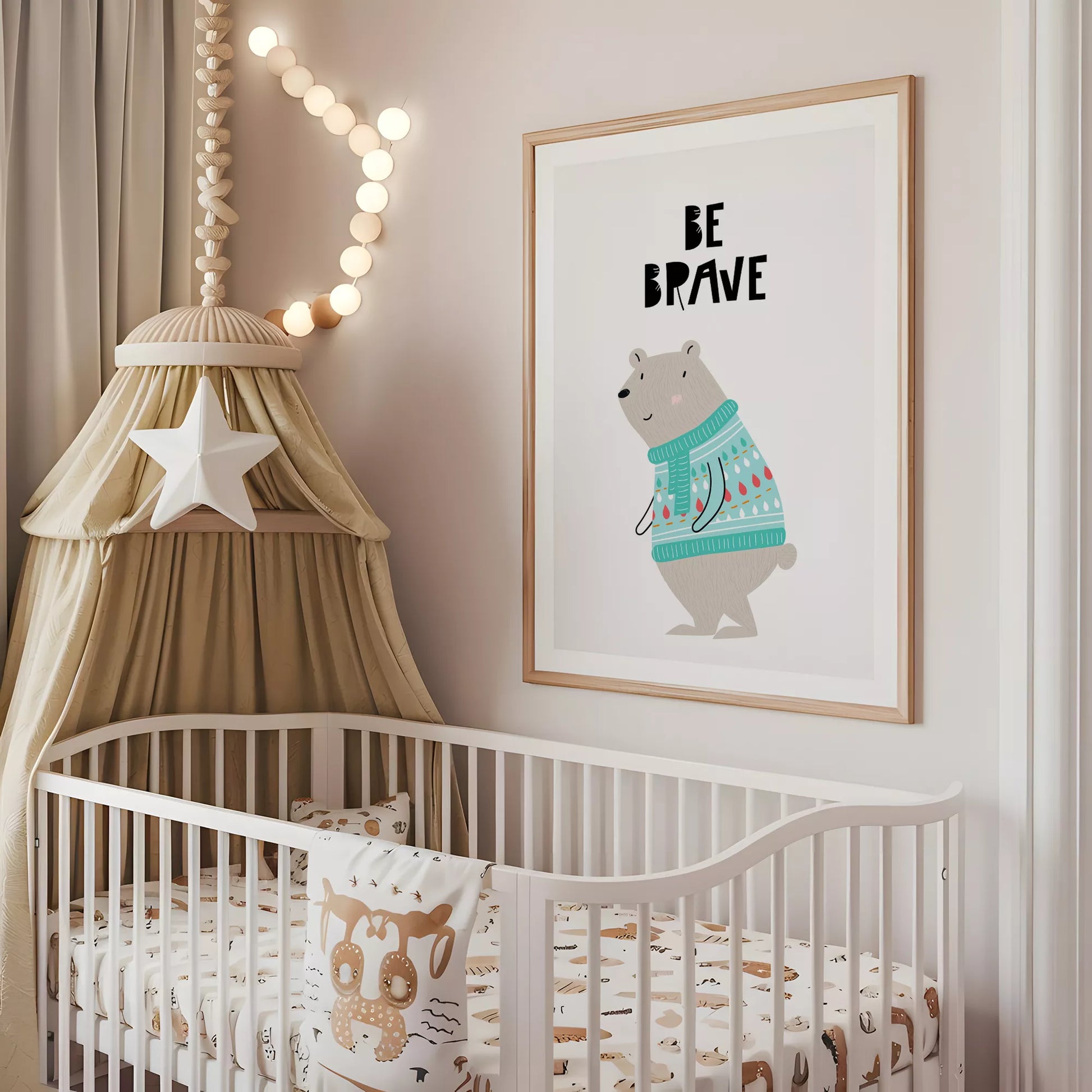 勇気をテーマにした子供向けベアの教育的アートポスター