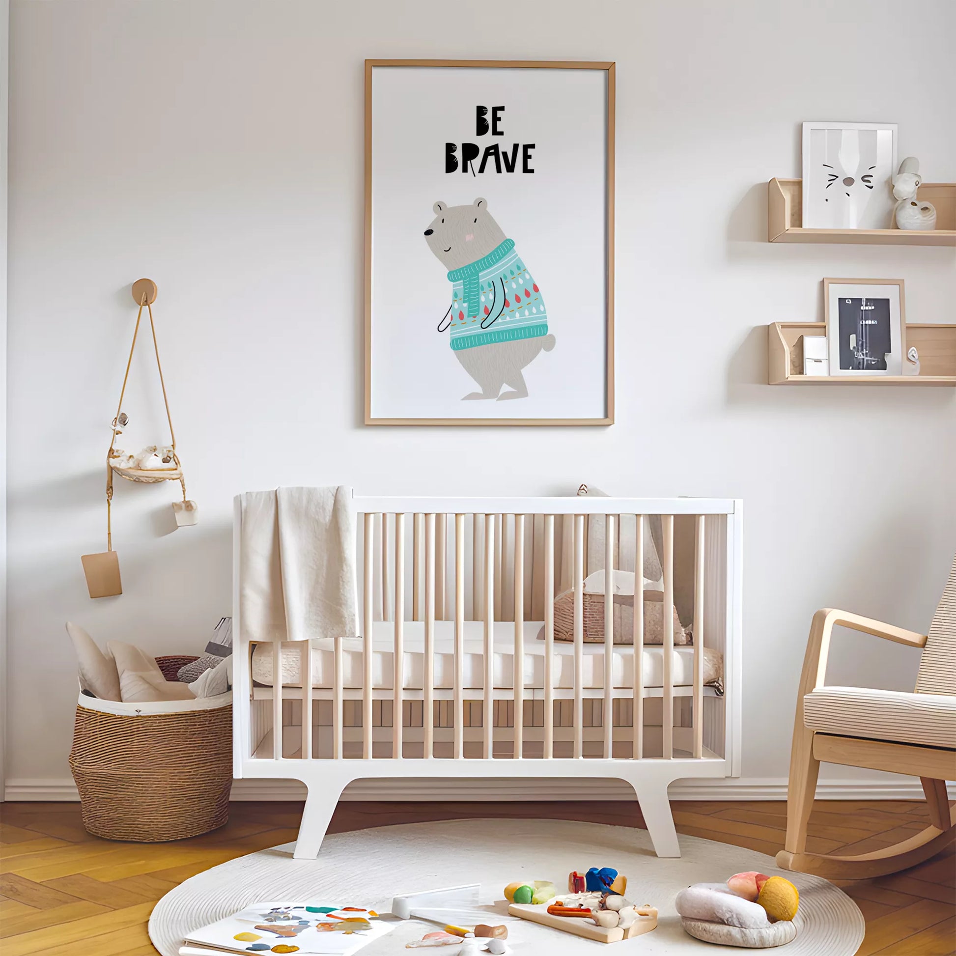 勇気をテーマにした子供向けベアの教育的アートポスター