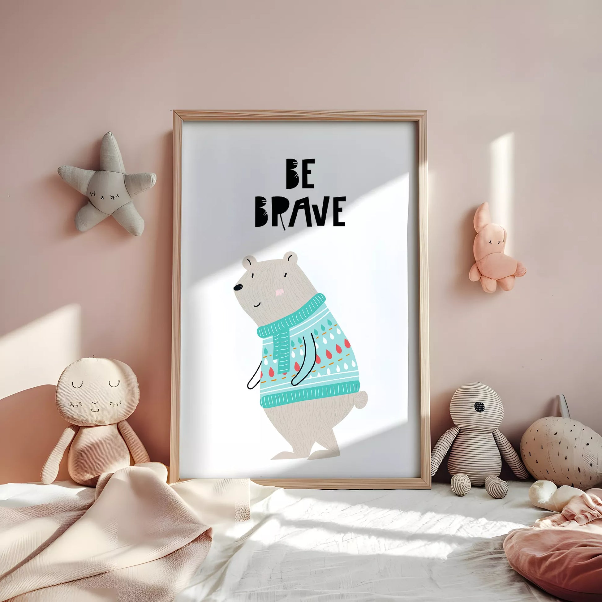 勇気をテーマにした子供向けベアの教育的アートポスター