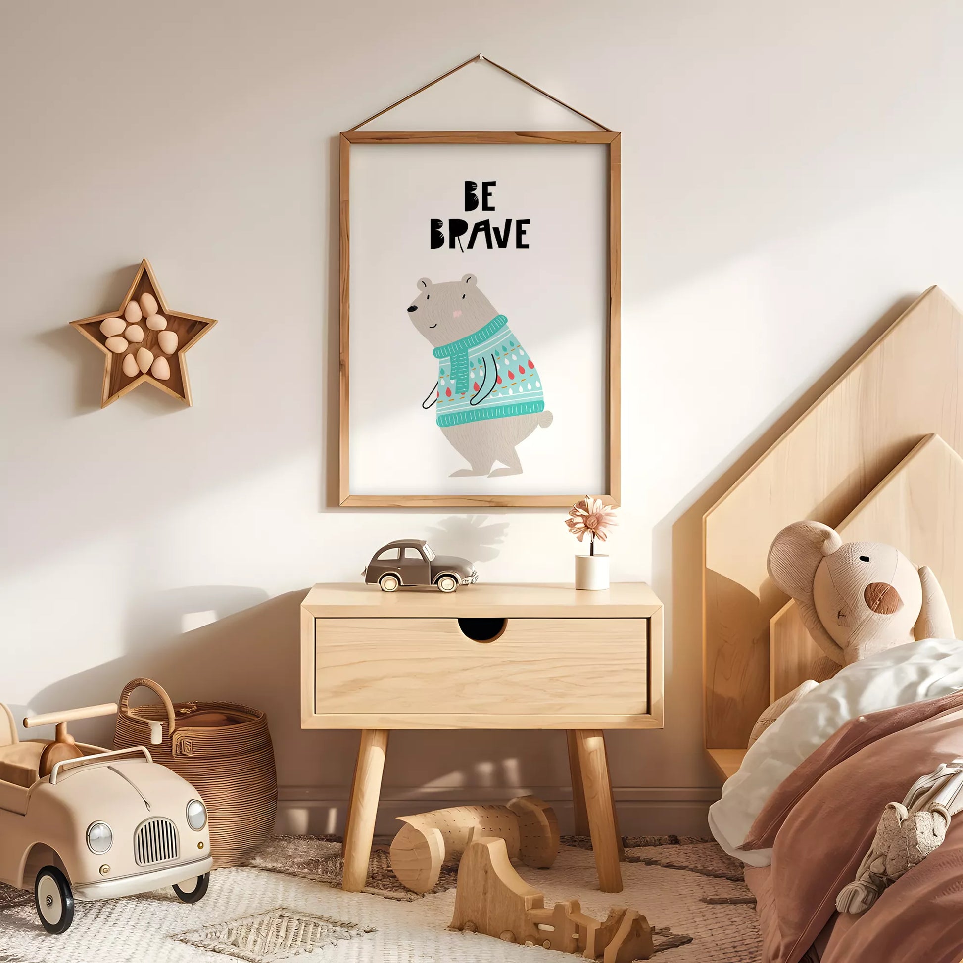 勇気をテーマにした子供向けベアの教育的アートポスター