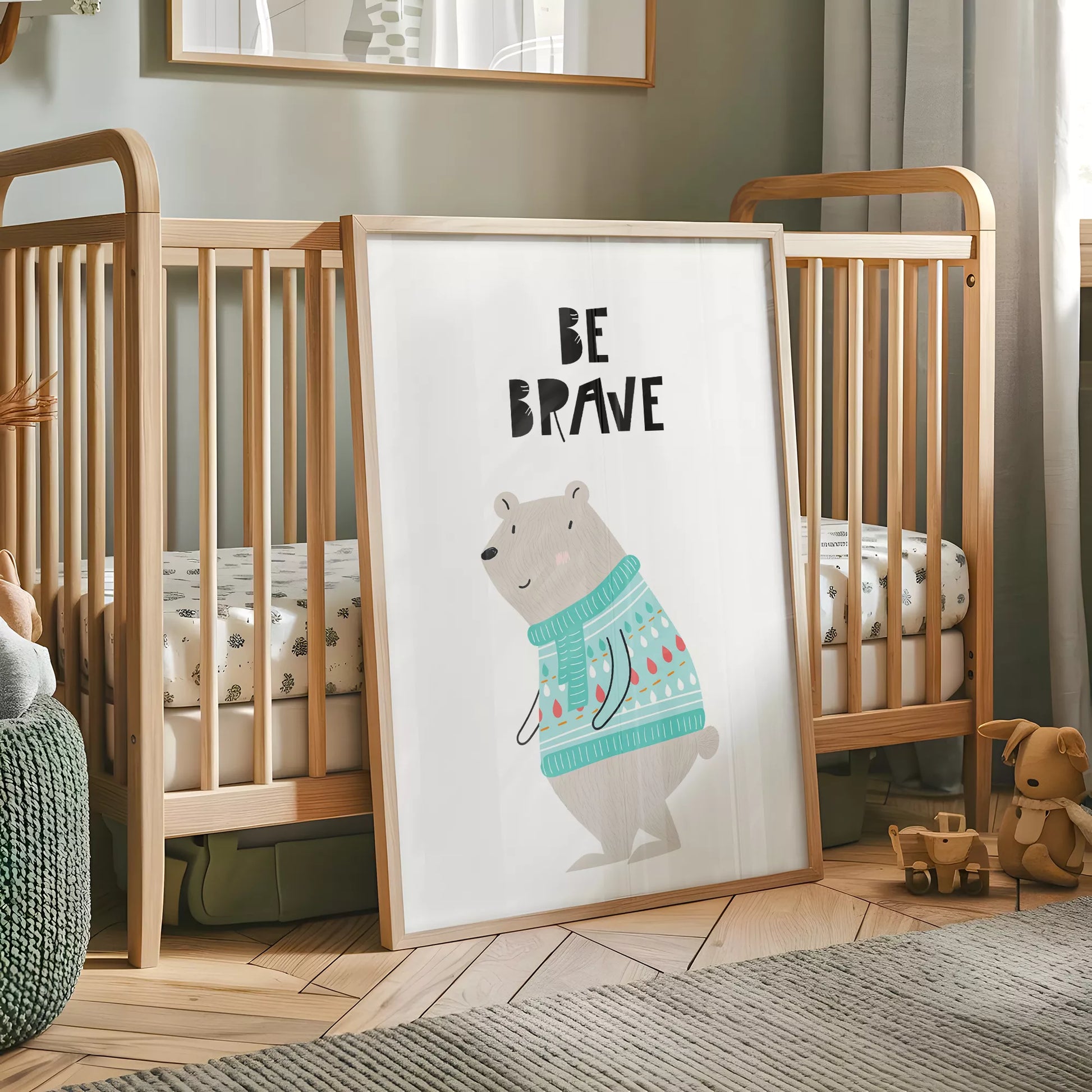 勇気をテーマにした子供向けベアの教育的アートポスター
